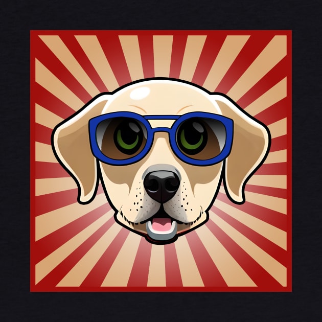 Dog Wearing Blue Sunglasses Golden Retriever by 4U2NV-LDN